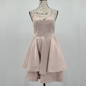 Sequin Hearts Blush Pink Layered Mini Dress